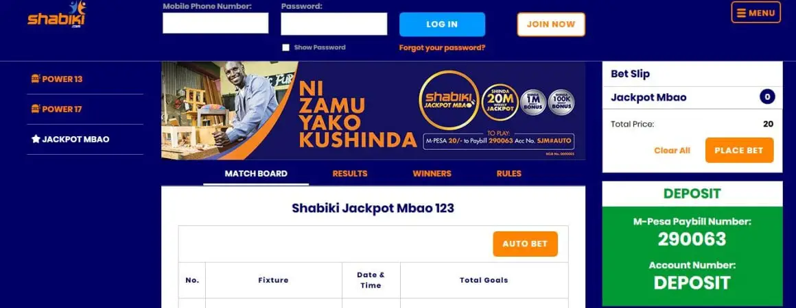 Shabiki Jackpot Mbao Results,Bonuses and Jackpot Winners