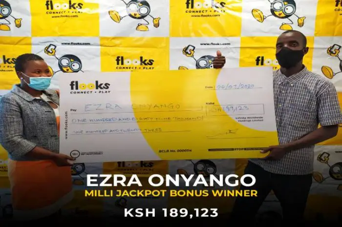 A Lucky man from Kayole Wins a lofty MilliJackpot Bonus of ksh 189,123 from Flooks Betting Company: