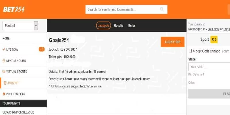 BET254 Jackpot Predictions Goals