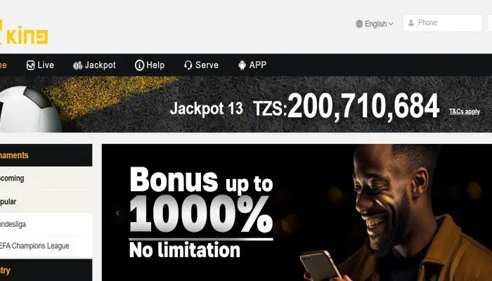 KingBet Tanzania 1000% Bonus, Registration